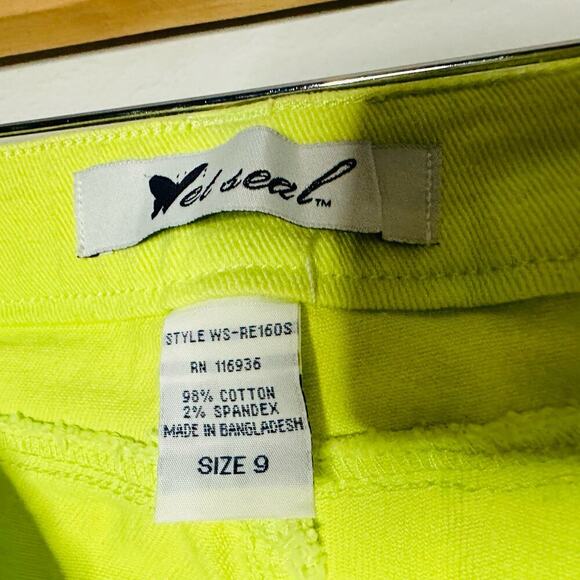 Vintage Wet Seal Women's Neon Yellow Highlighter Straight Leg Jeans Size 9 - Picture 5 of 9